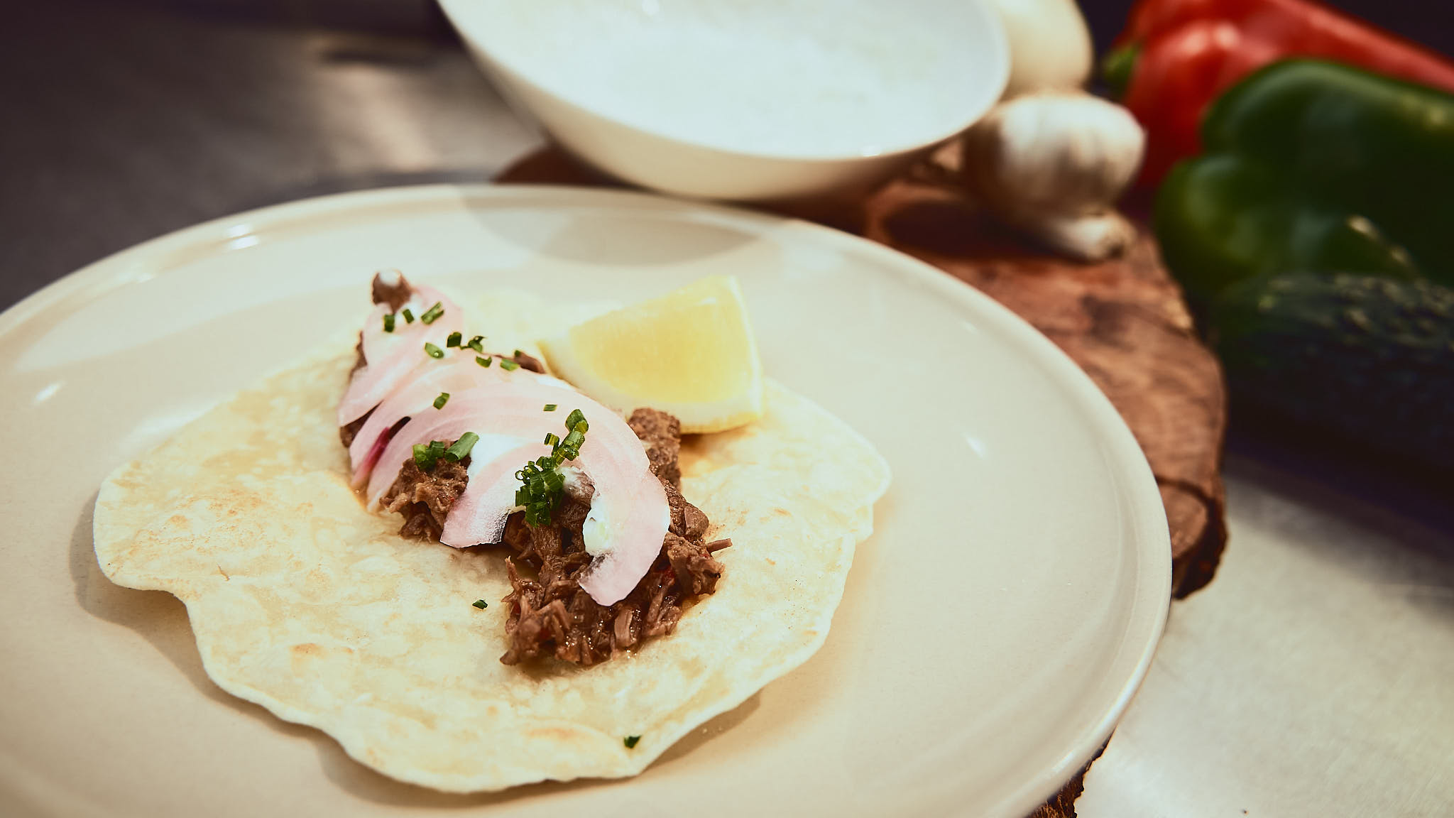 Tacos de carne de vacuno calial