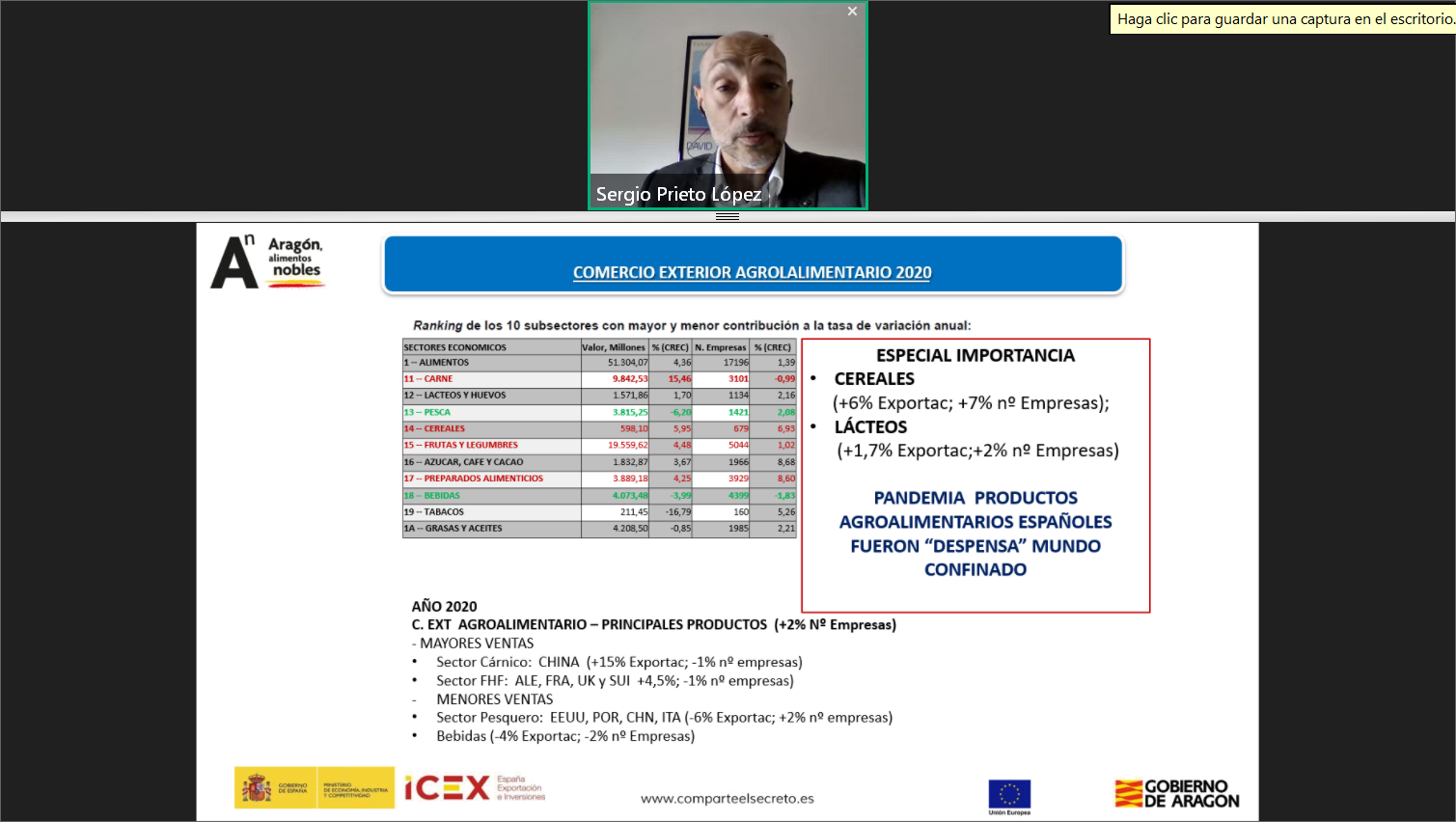 Webinar: “Perspectivas y Retos Comerciales para el Sector Agroalimentario Aragonés”